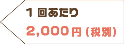 1回あたり2,000円（税別）通常1回3,000円（税別）毎回1，000円（税別）おトク♪